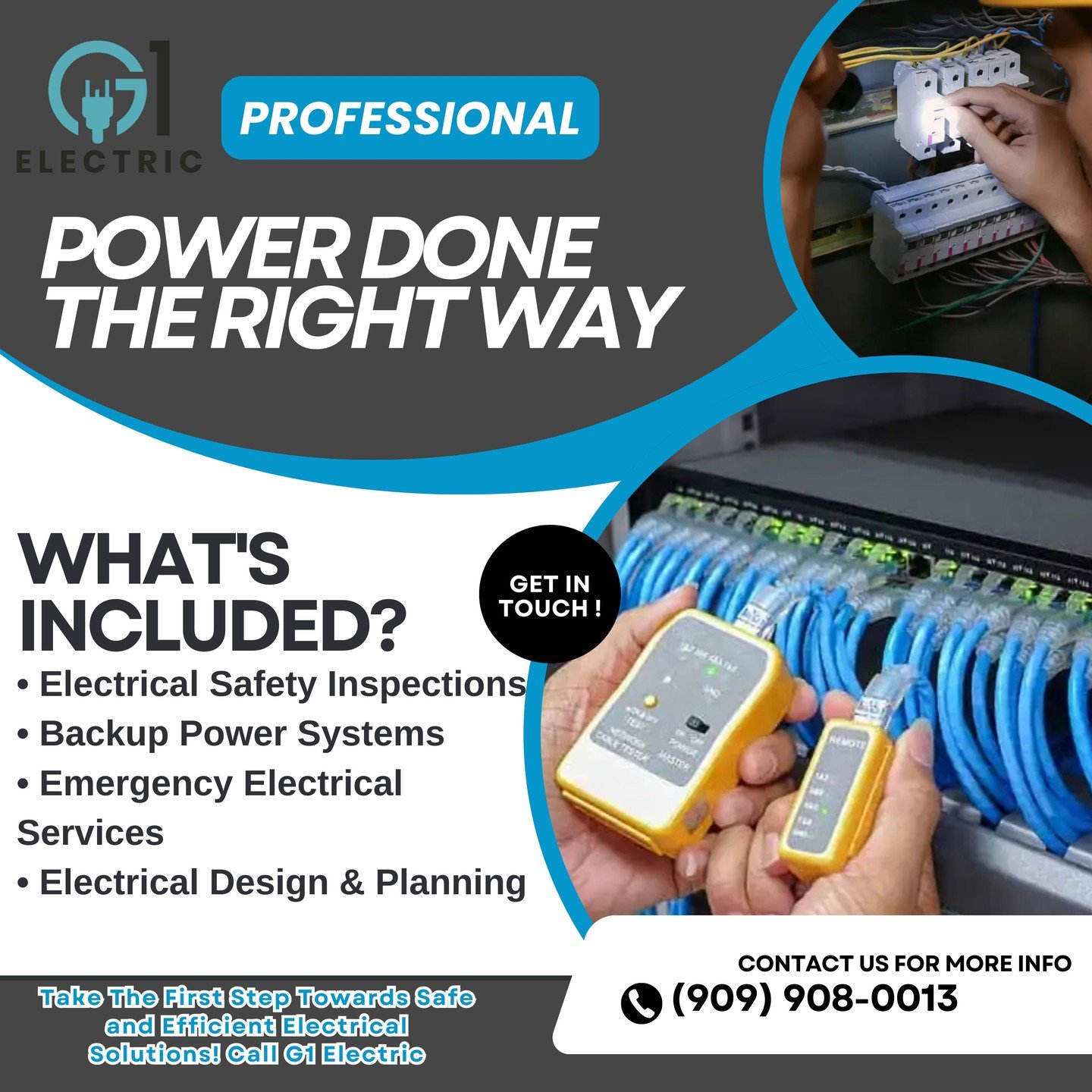 🔌 POWER DONE RIGHT! 🔧

When it comes to safe and efficient electrical solutions, trust the pros at G1 Electric to get the job done right the first time. ⚡

From electrical safety inspections to backup power systems and emergency services, we&rsquo;
