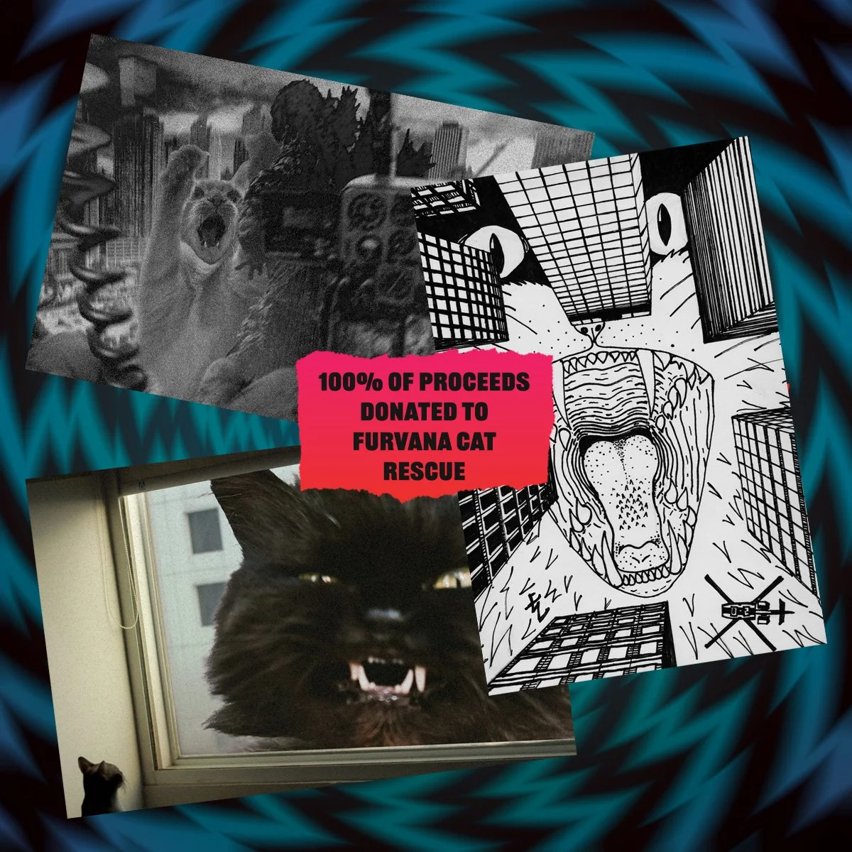 3x Cat Kaiju Photo Prints (Donation to Furvana Cat Rescue)