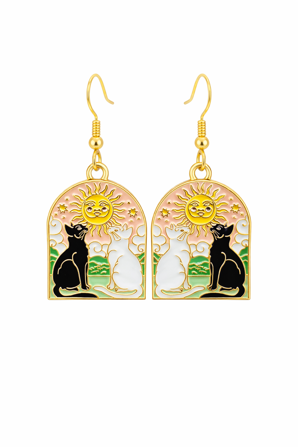 Sun & Moon Cat  Earrings