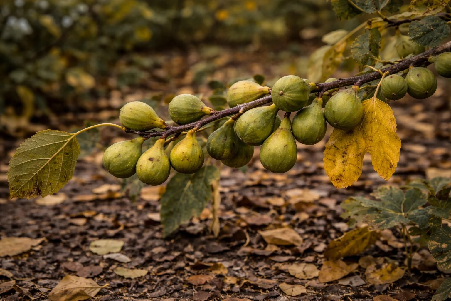 Unripe figs exposed to early fall frost