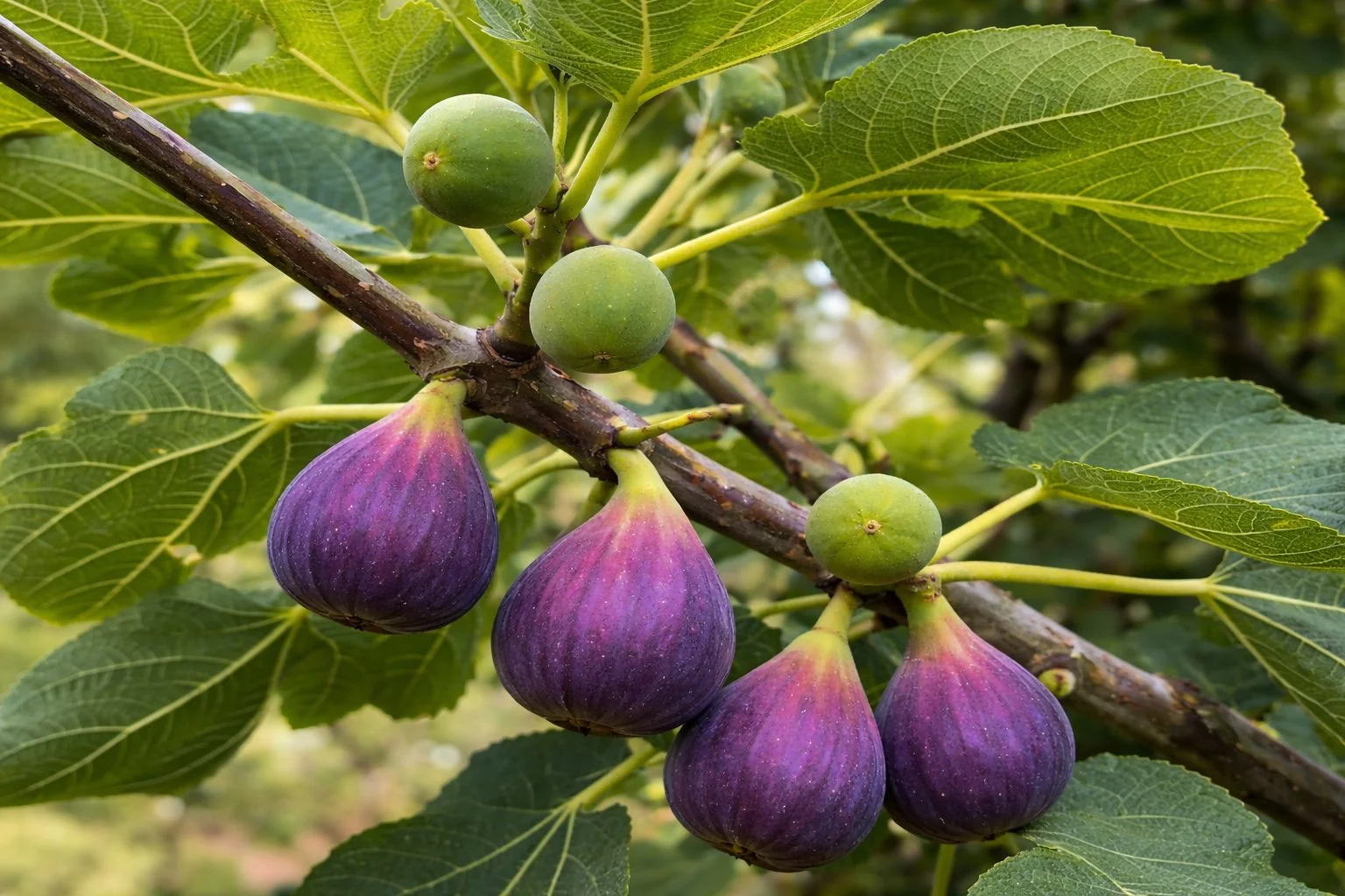 Healthy in-ground fig tree growing without visible fertilizer inputs