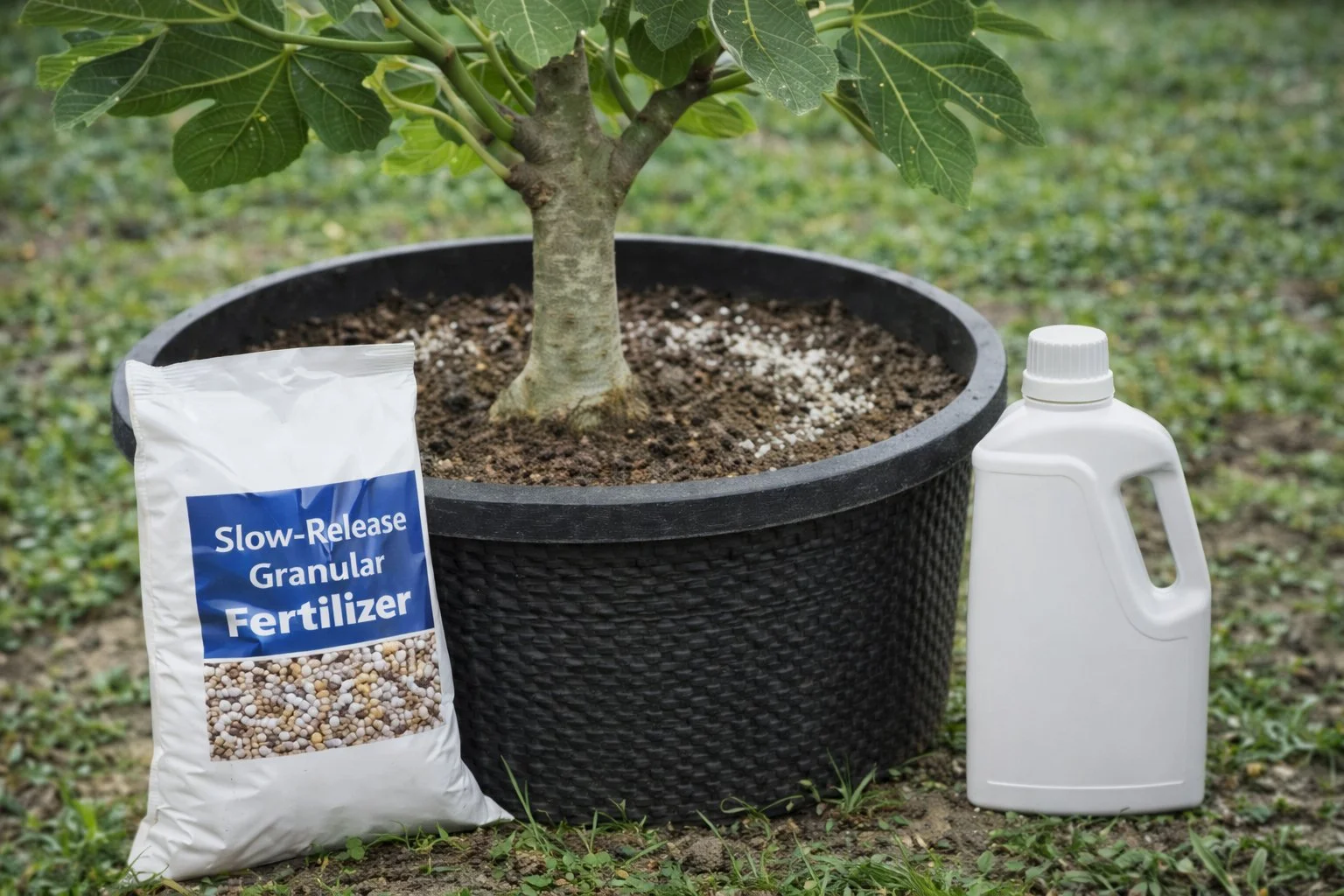 Container fig tree showing steady, proportional growth from consistent nutrition