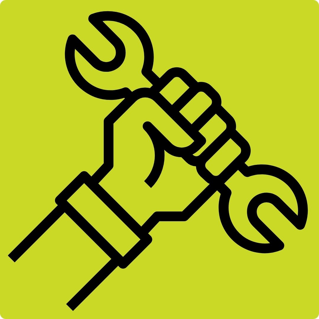 Icon of a hand holding a tool, representing electric repair