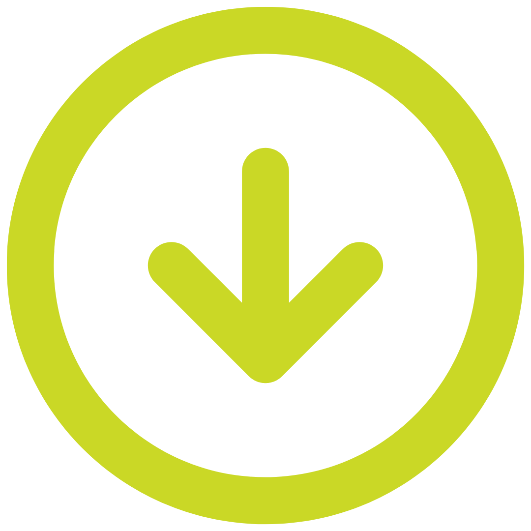 Yellow arrow pointing downward inside a yellow circle on a black background.