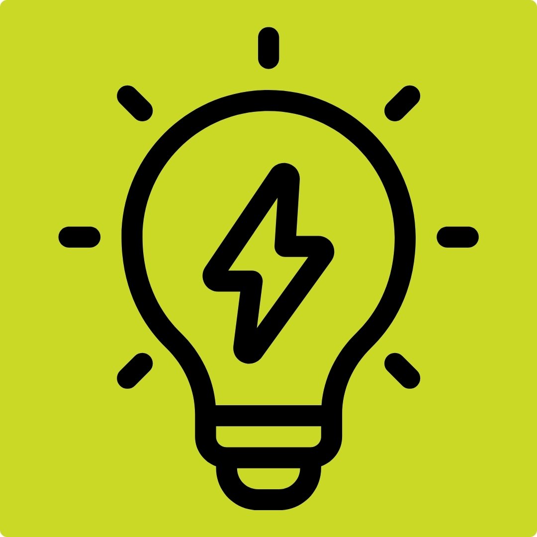 Icon of a lightbulb with an electric bolt