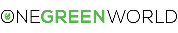 One Green World Logo with globe icon inside the letter O