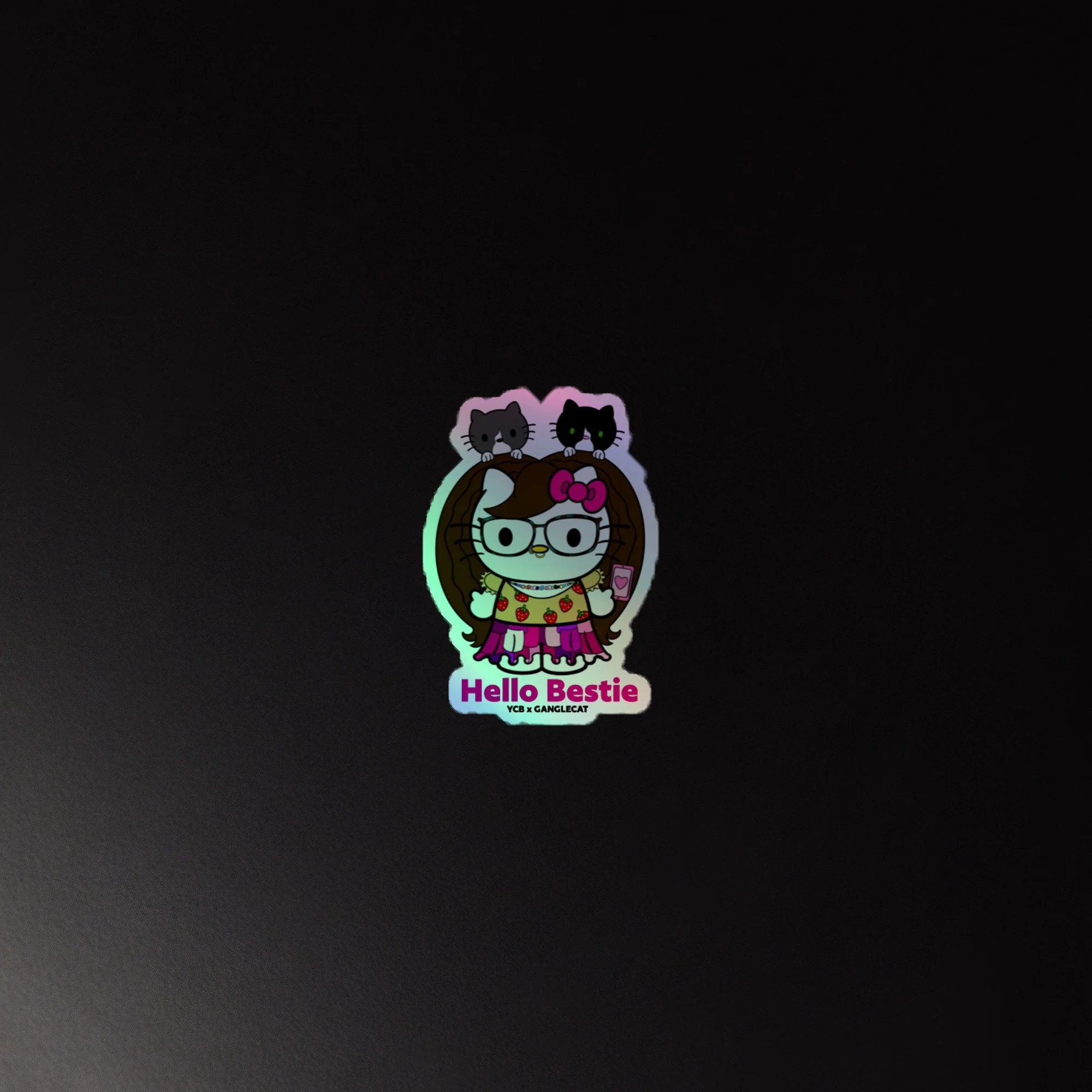 Hello Bestie Holographic Sticker [YCB x ganglecat]