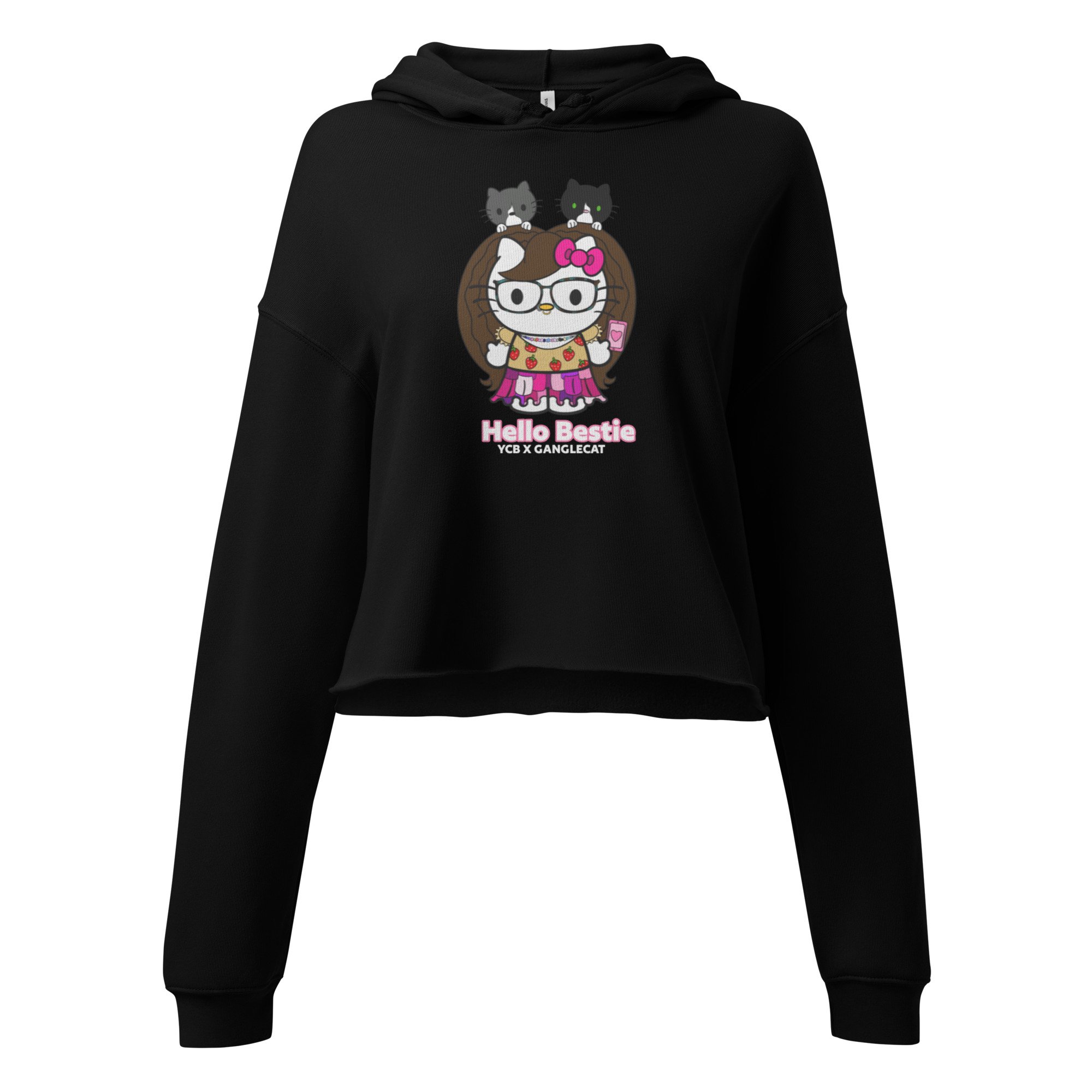 Hello Bestie Crop Hoodie [YCB x ganglecat]