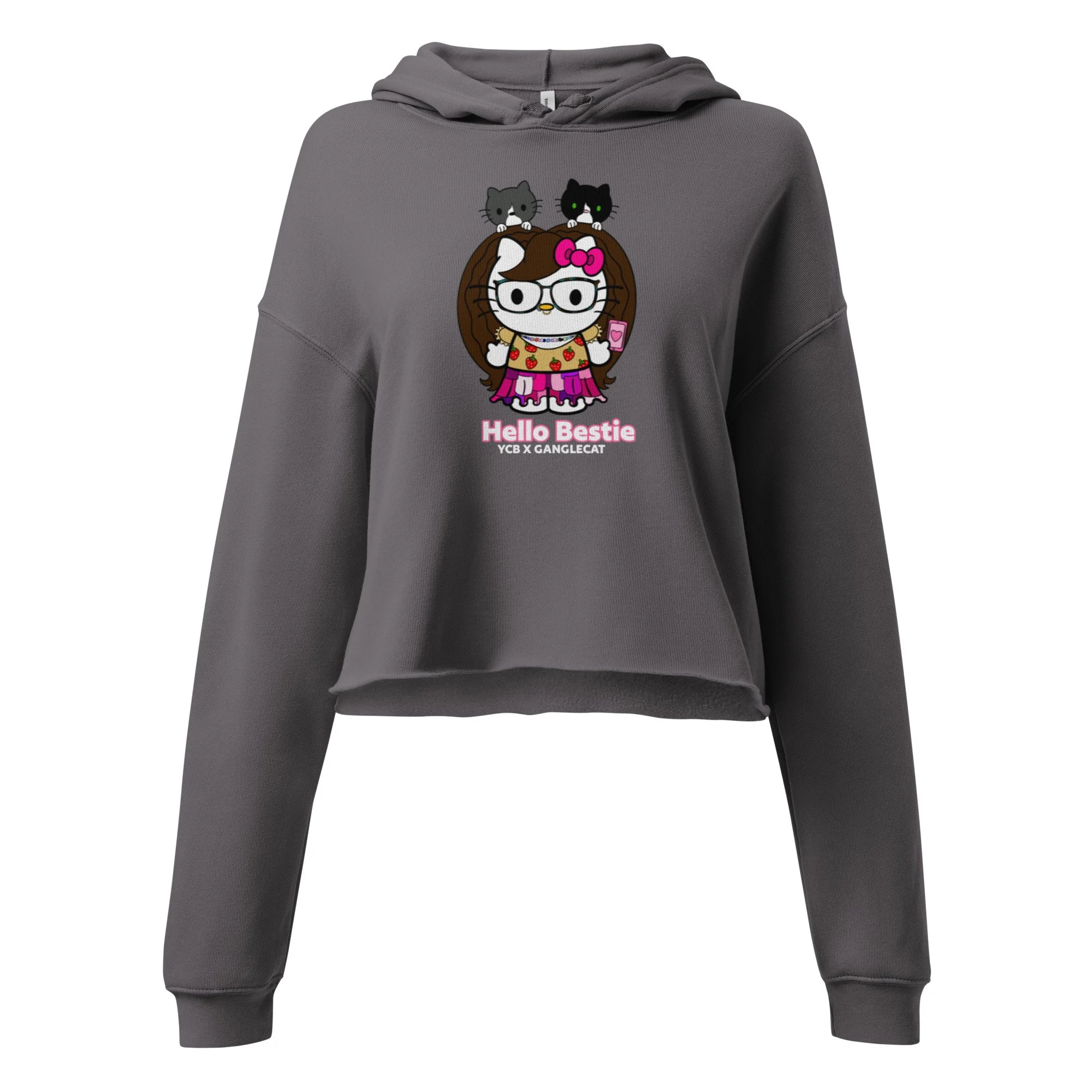Hello Bestie Crop Hoodie [YCB x ganglecat]