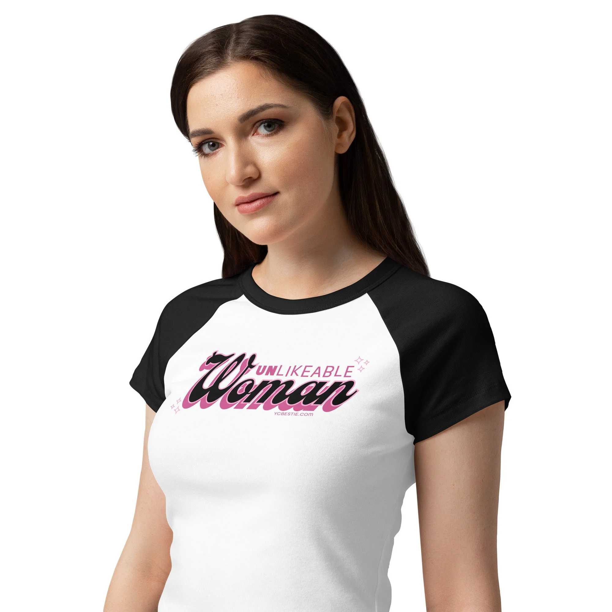 Unlikeable Woman Raglan Baby Tee [Black]