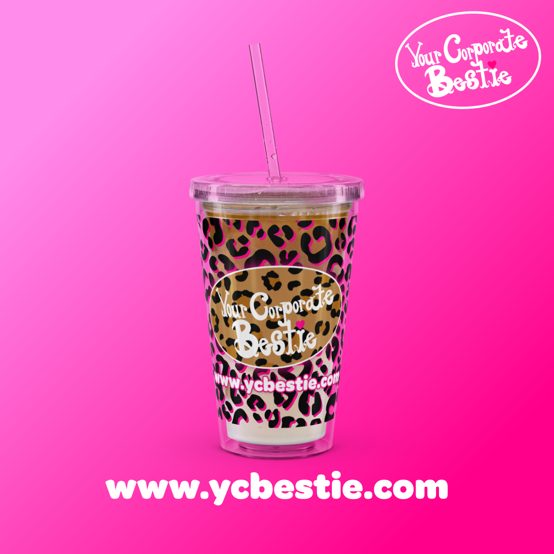 YCB Leopard Logo Clear Plastic Tumbler