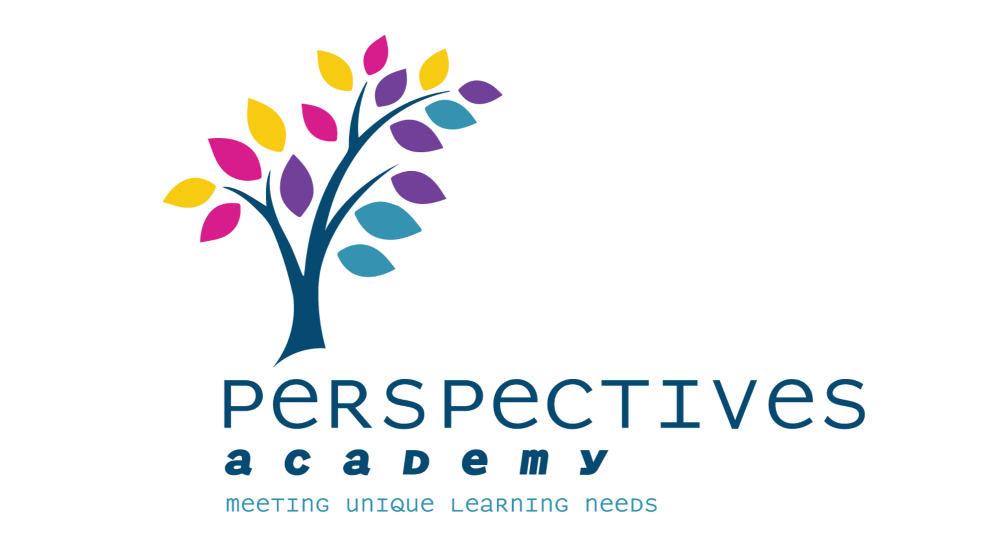 Perspectives Academy logo featuring a stylized tree with colorful leaves and the text ‘Perspectives Academy’ and ‘Meeting Diverse Learners’ Needs. 
