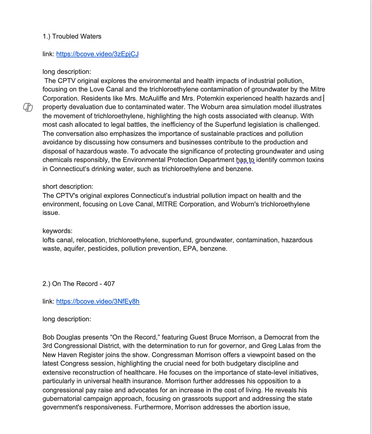 Television Description Copy Edits.