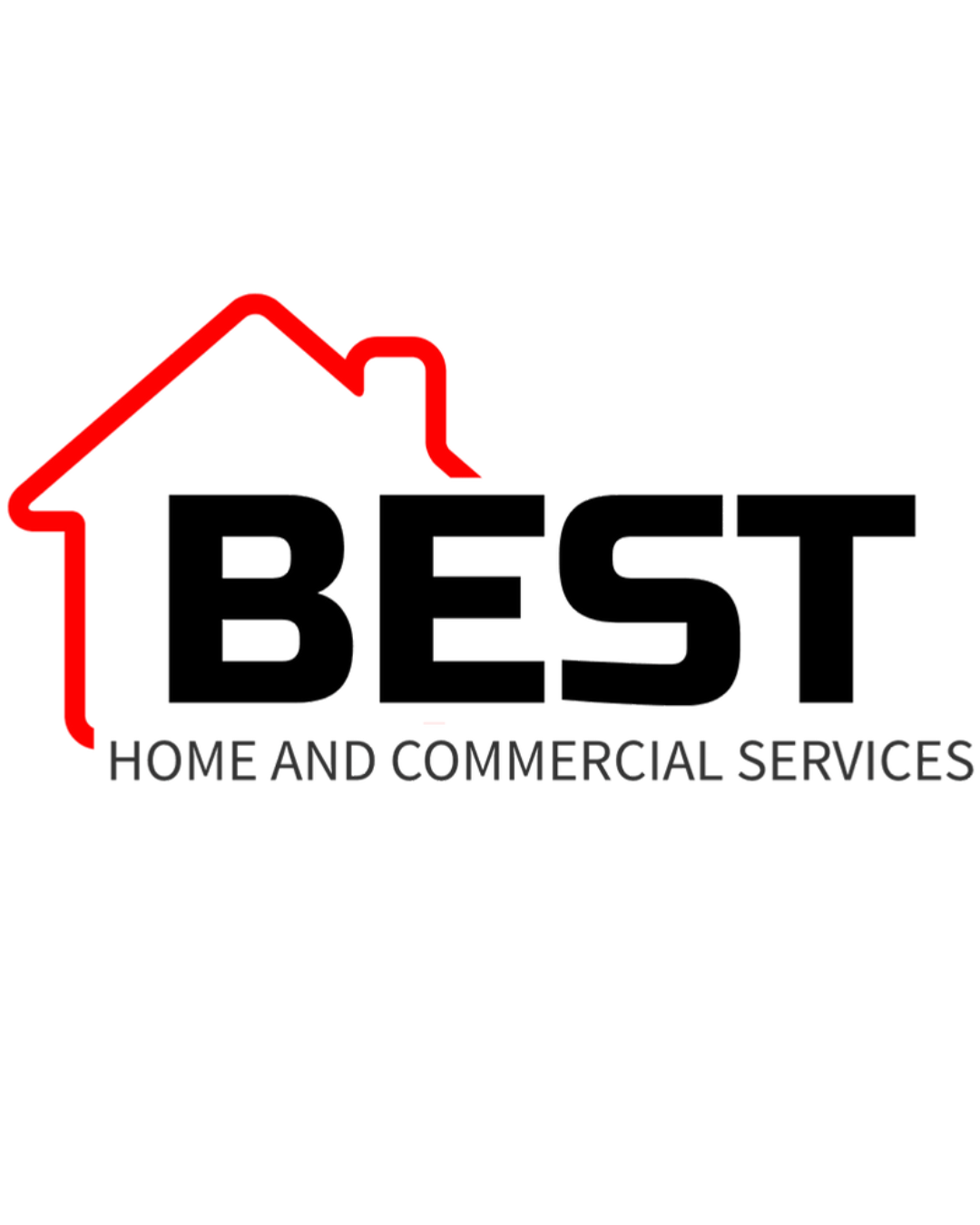 Logo for Best Home and Commercial Services with a stylized house outline in red and bold black text.