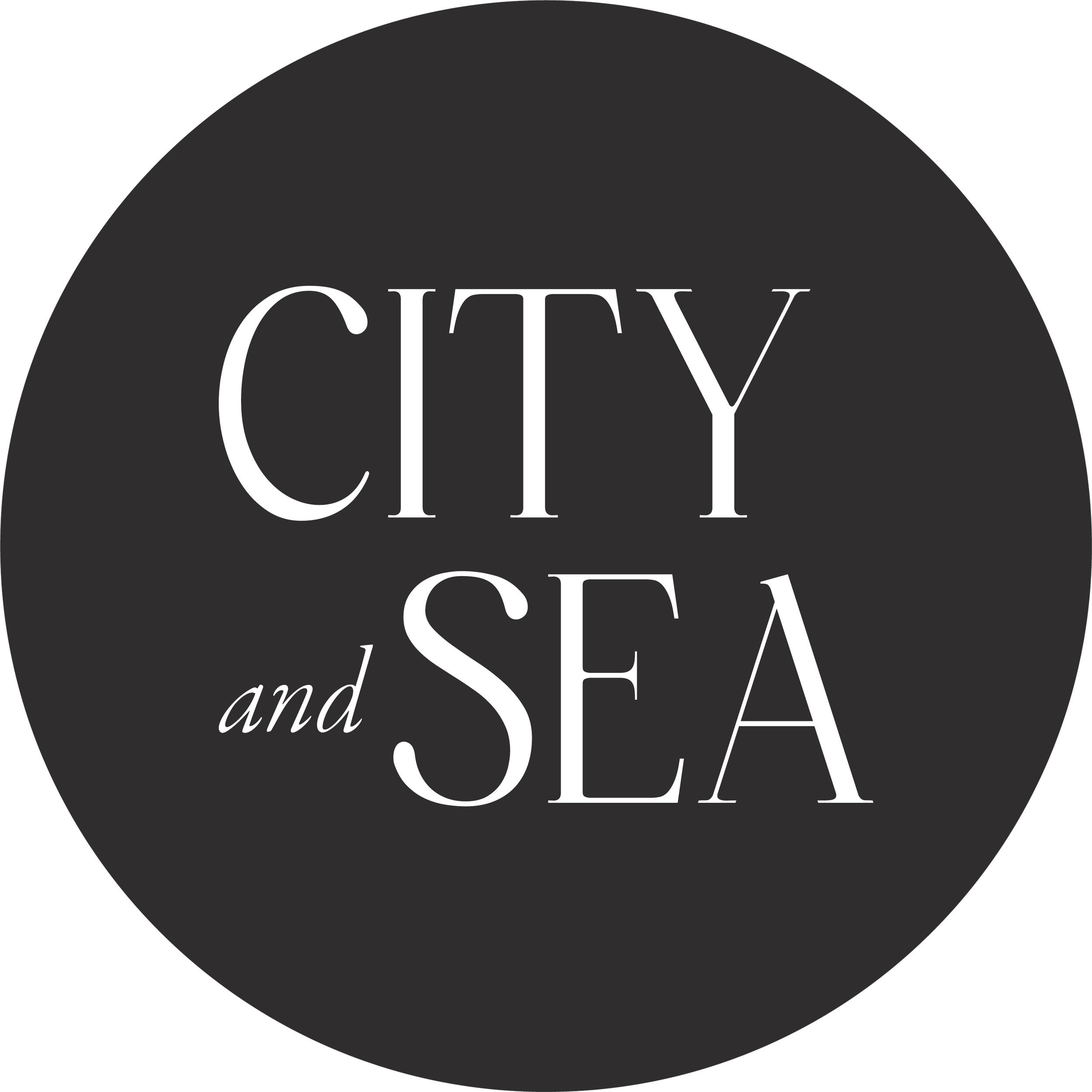 Text reading "CITY and SEA" in black font on a white background.