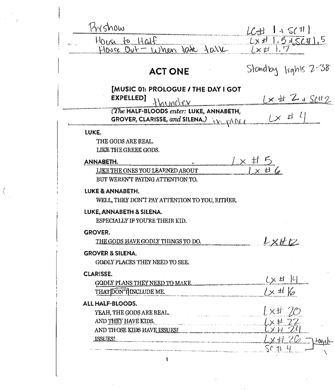 The Lightning Thief: The Percy Jackson Musical- Calling Script 2023