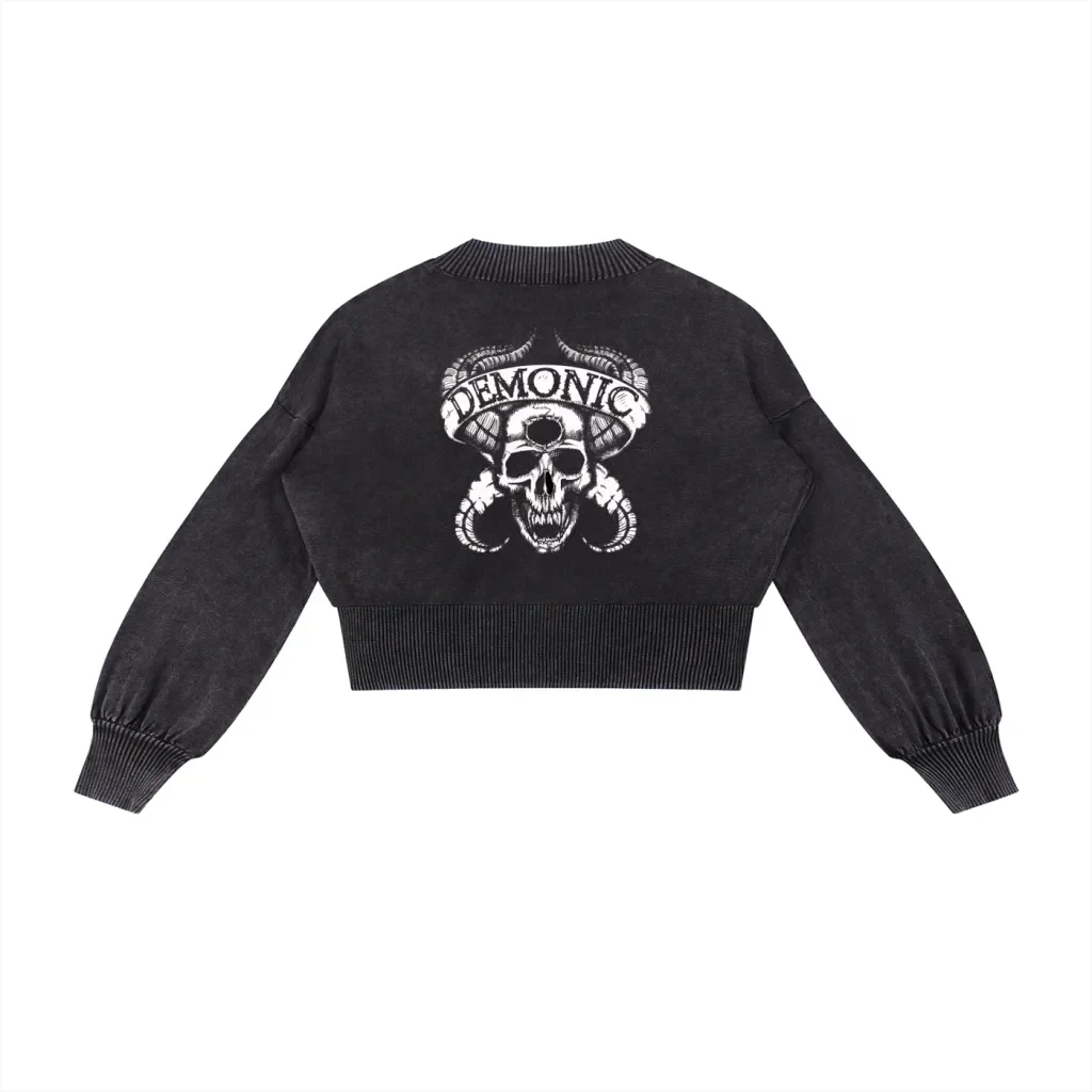 DEMONIC Mineral Wash Balloon Sleeve Cropped Sweater Back.webp
