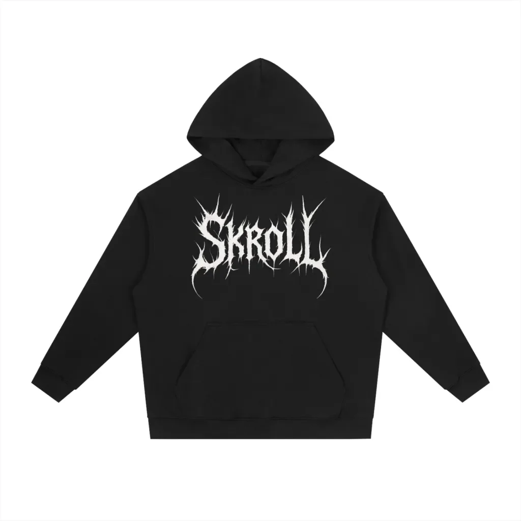 SKROLL Print Hoodie Front BLACK.webp