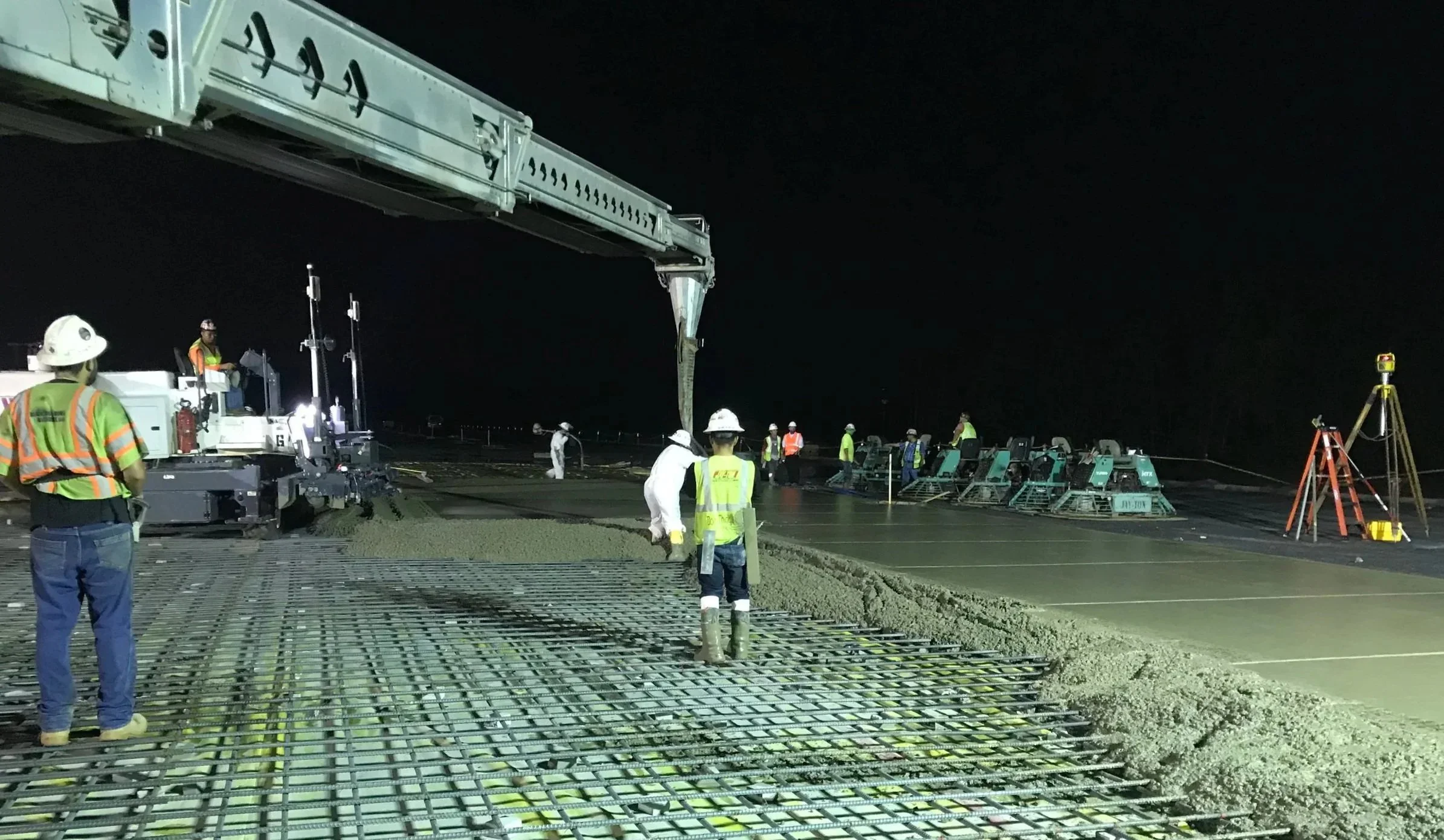 Industrial concrete slab placement for major online fulfillment distribution center.