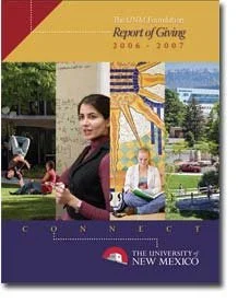 University of New Mexico 2006-2007 "Report of Giving" cover with students and campus imagery.