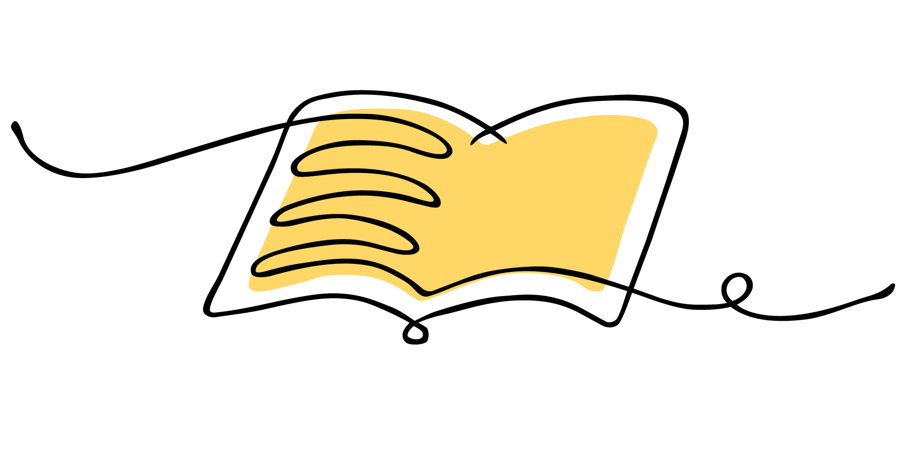 Abstract line drawing of a hand and an open book.