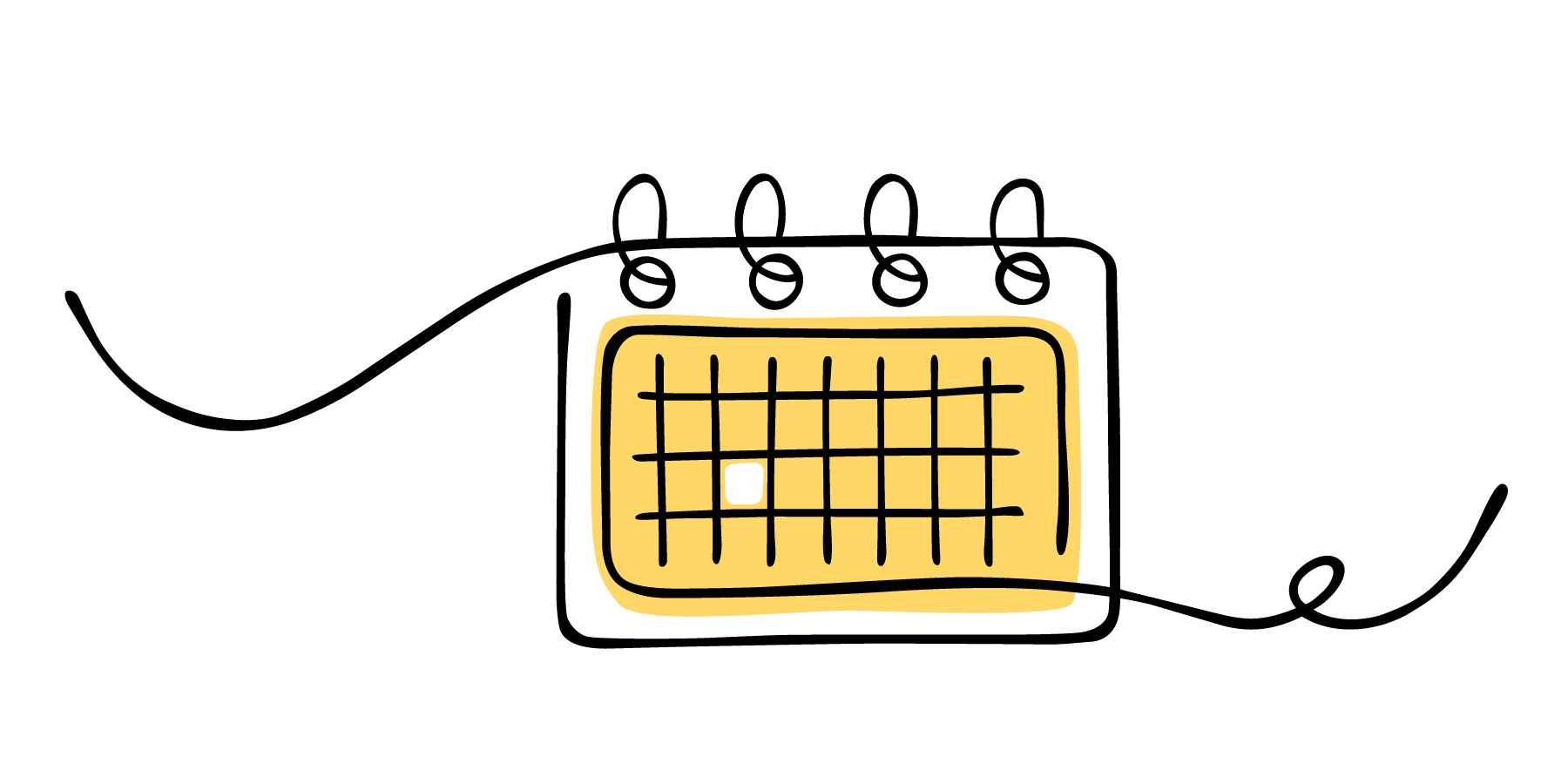 Line drawing of a calendar with a day selected in a different colour..