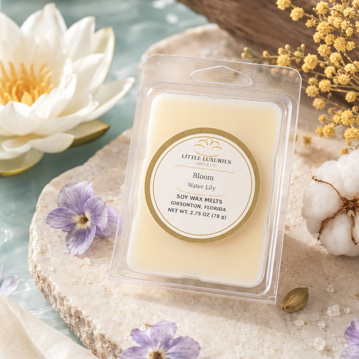 Bloom — Water Lily Soy  Wax Melts- 6pc Clam Shell