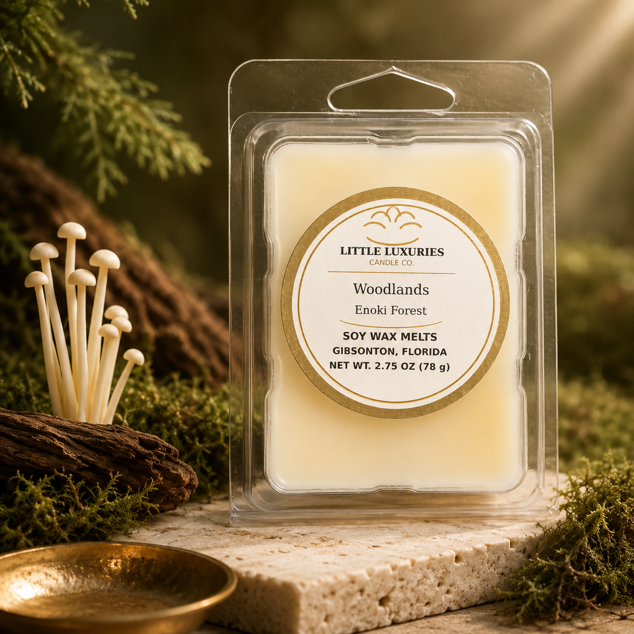 Woodlands — Enoki Forest Soy Wax Melts- 6pc Clam Shell