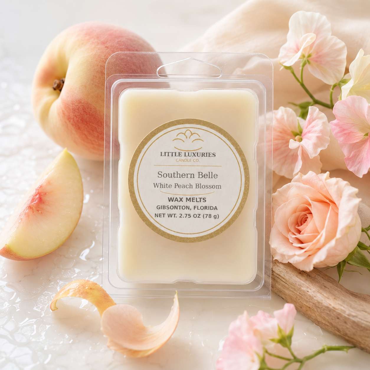 Southern Belle — White Peach Blossom  Soy  Wax Melts 6pc