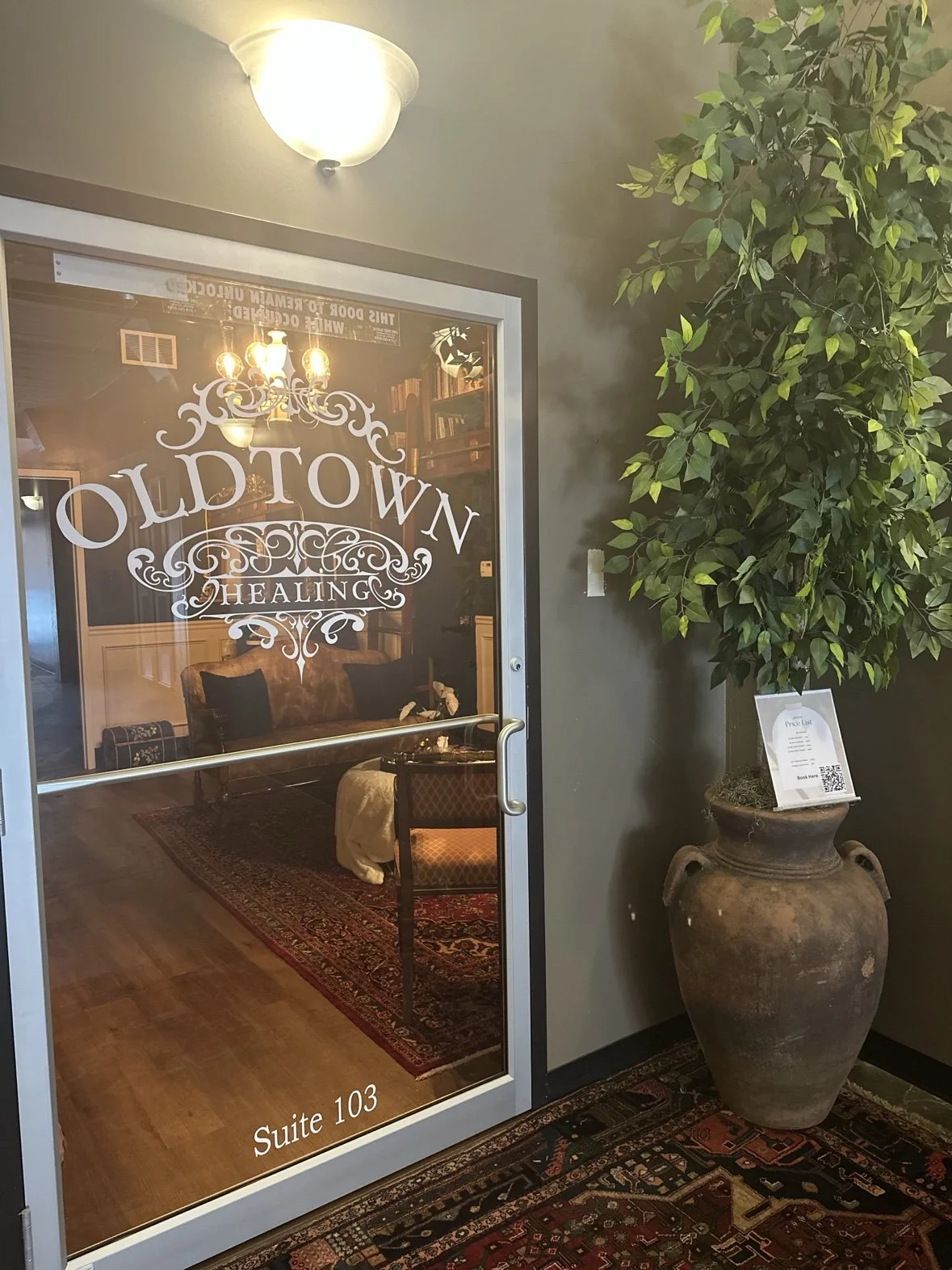 The front door of Old Town Healing, Suite 103