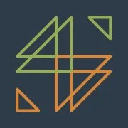 Icon representing "responsiveness" with abstract geometric design with intersecting lines and shapes in green, orange, and beige on a dark background.