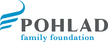 Logo of Pohlad Family Foundation with a stylized blue and white feather next to the text