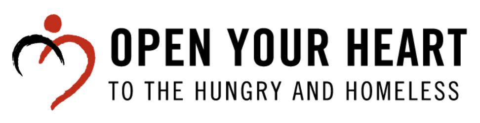 Logo of 'Open Your Heart' organization with a red and black heart-shaped symbol and a tagline that reads 'Think Outside the Box'.