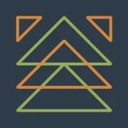 Icon representing "opportunity" with abstract geometric design with intersecting lines and shapes in green, orange, and tan on a dark background.
