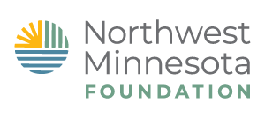 Northwest Minnesota Foundation logo with stylized sun, river, and field symbols