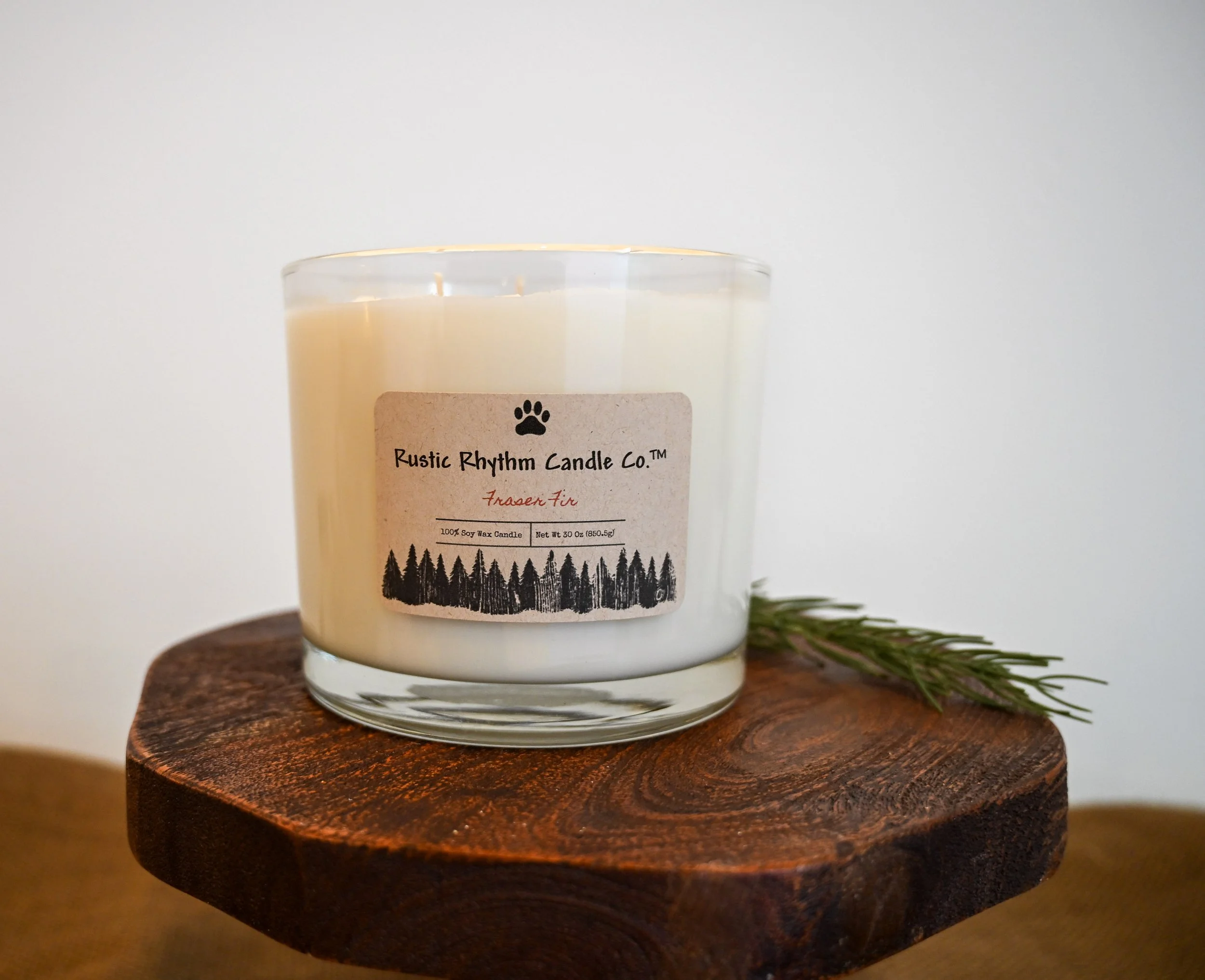 Rustic Rhythm Candle Co.™ three wick candle on a stand