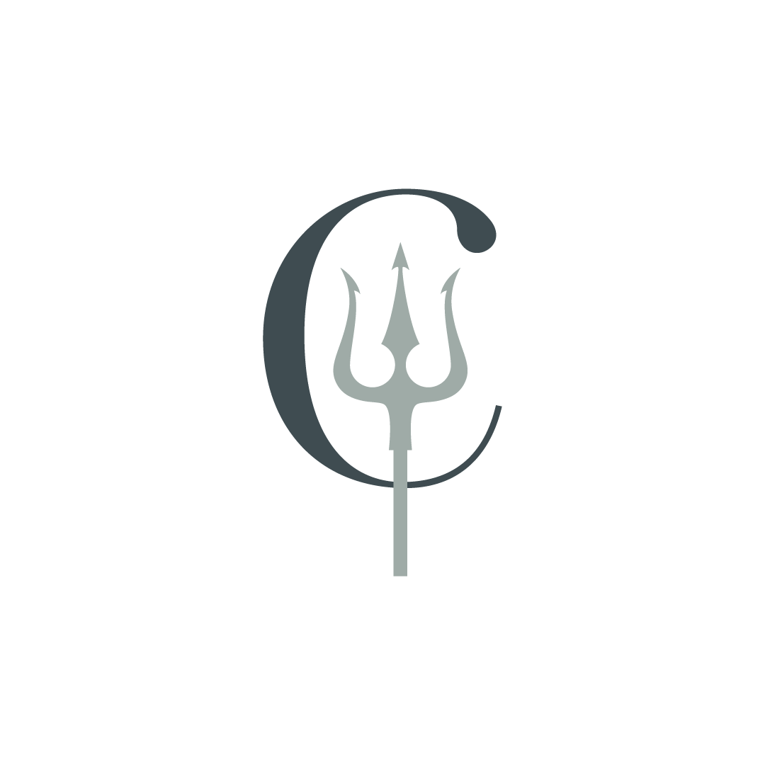 A black background with a logo featuring a stylized letter 'C' surrounding a trident. The text below reads 'COVID-19 Rapid Test' and 'Kits for Sale'.