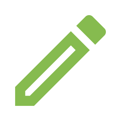 Green pencil icon on a black background.