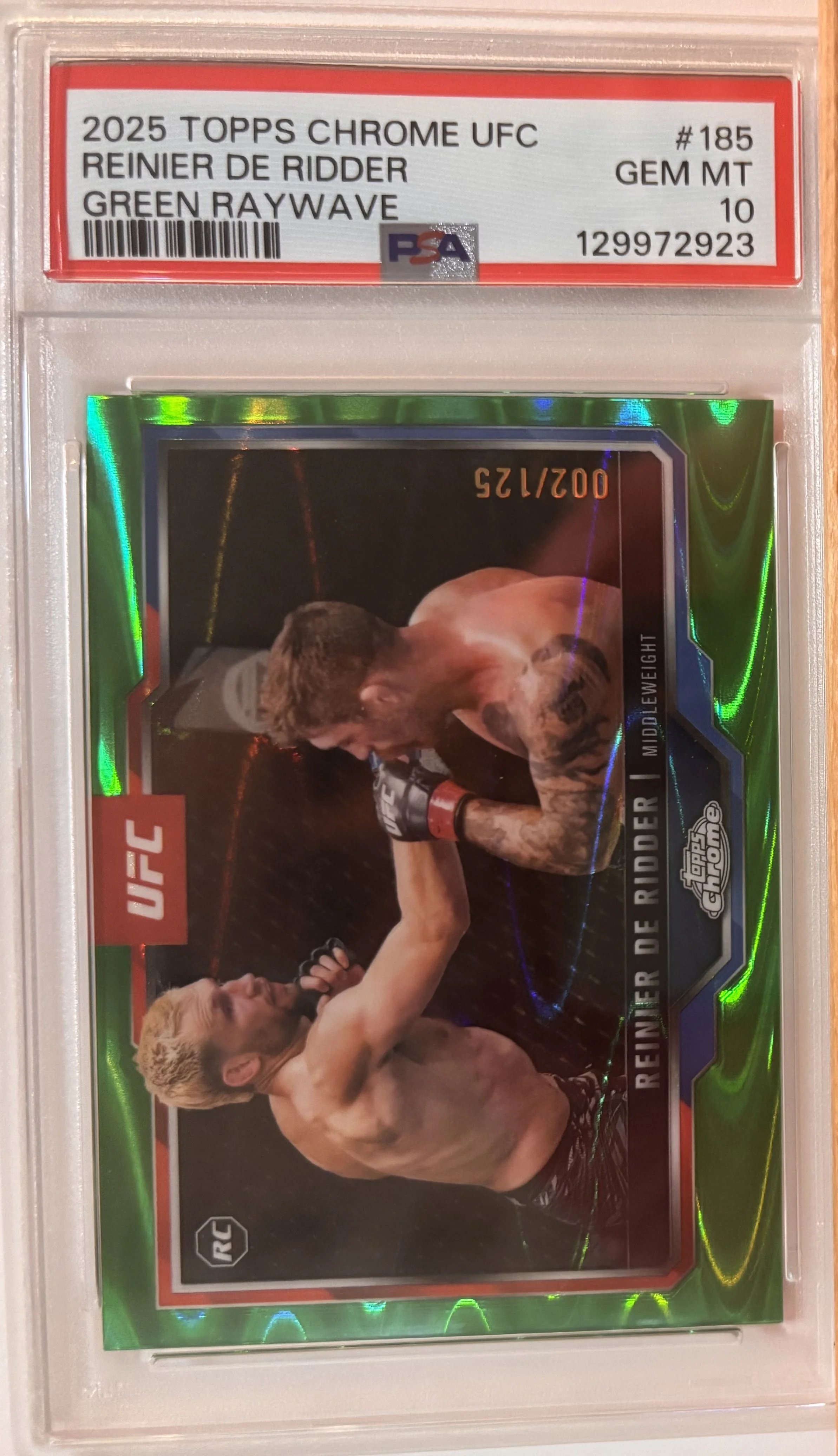 2025 TOPPS CHROME UFC REINIER DE RIDDER GRADED & NUMBERED