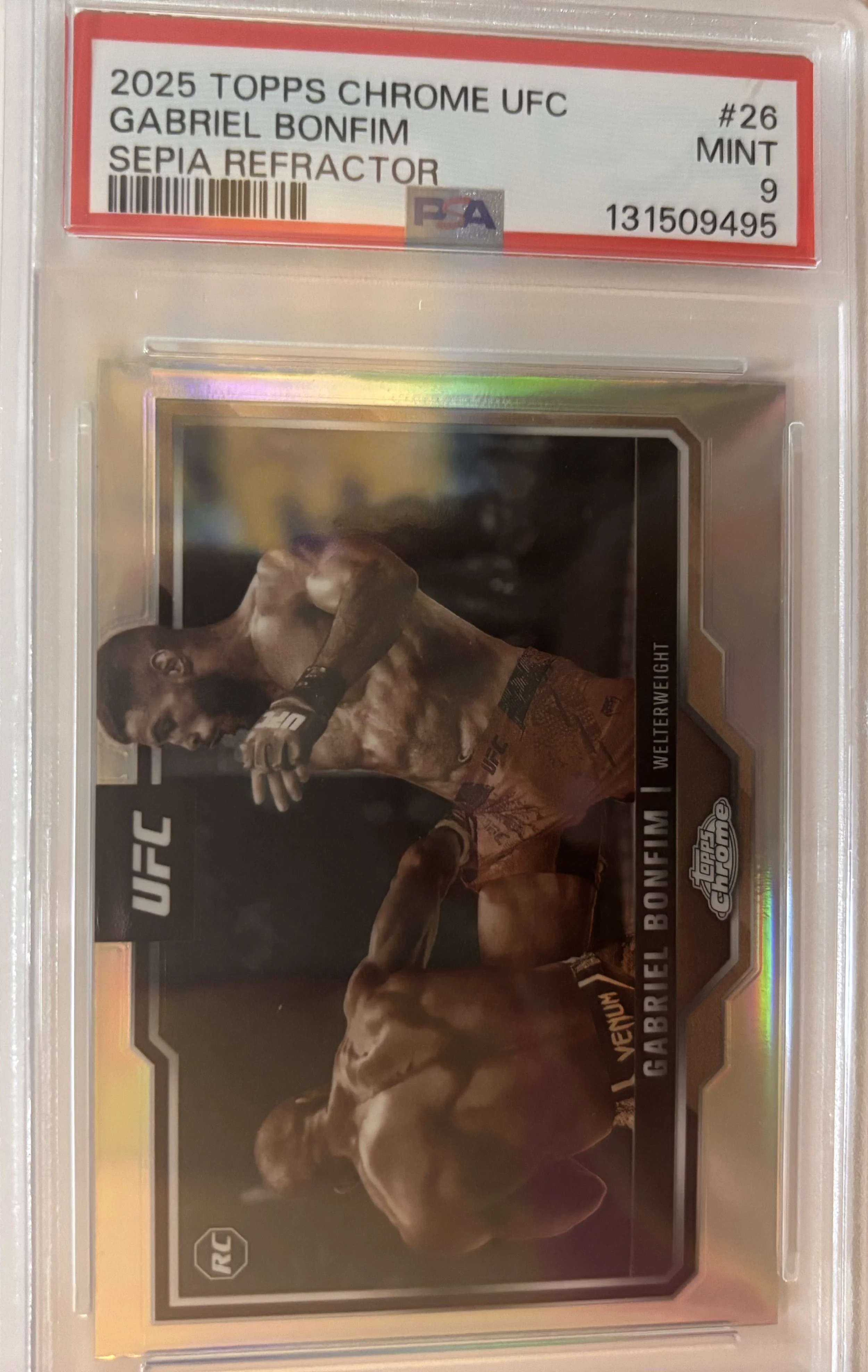 2025 TOPPS CHROME UFC GABRIEL BONFIM ROOKIE GRADED