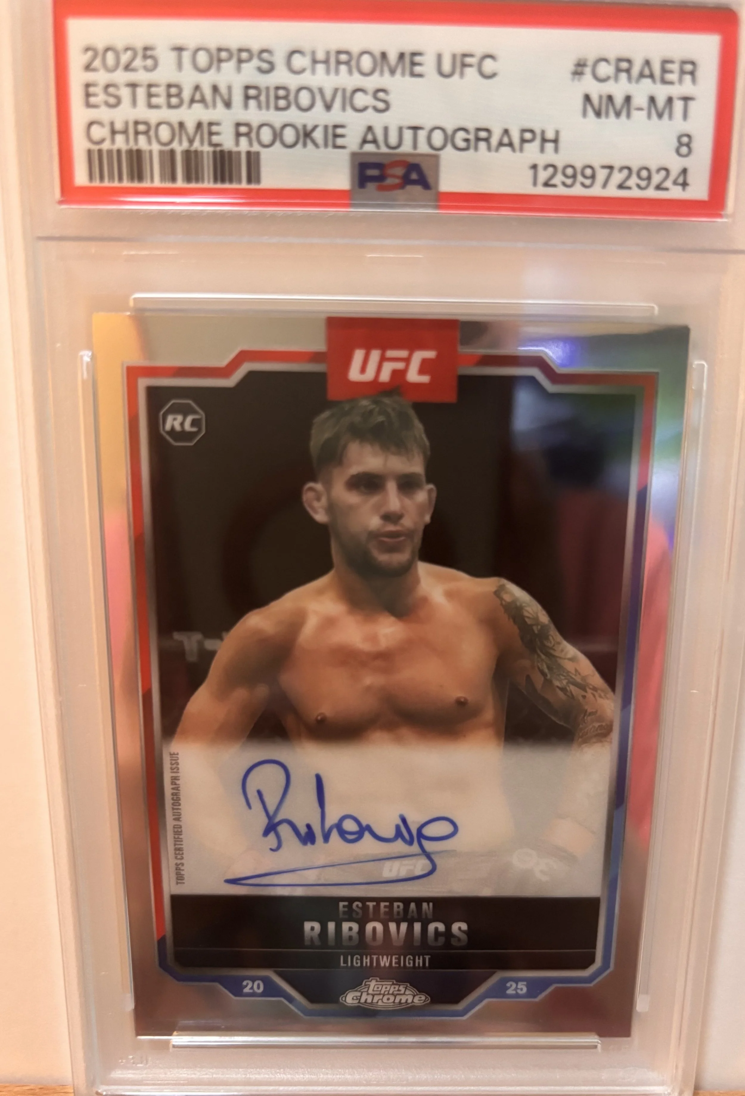 2025 TOPPS CHROME UFC ESTEBAN RIBOVICS ROOKIE AUTOGRAPHED