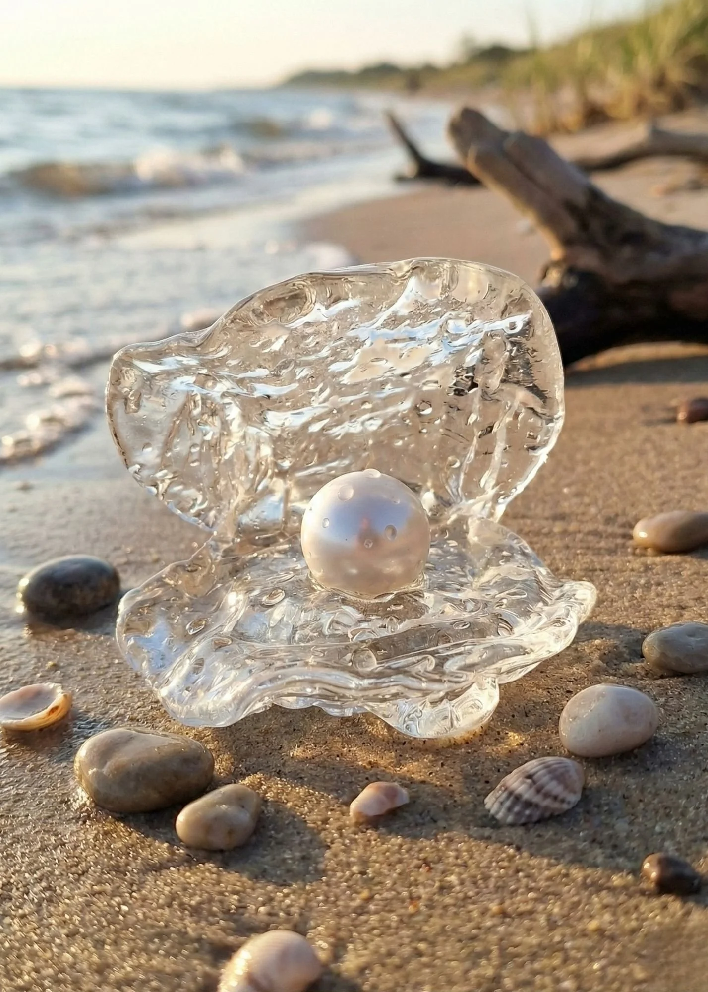 Pearl in a clear Clam