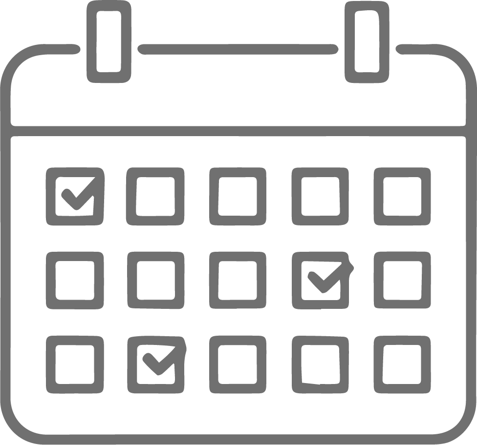 Icon of a calendar with marked dates.