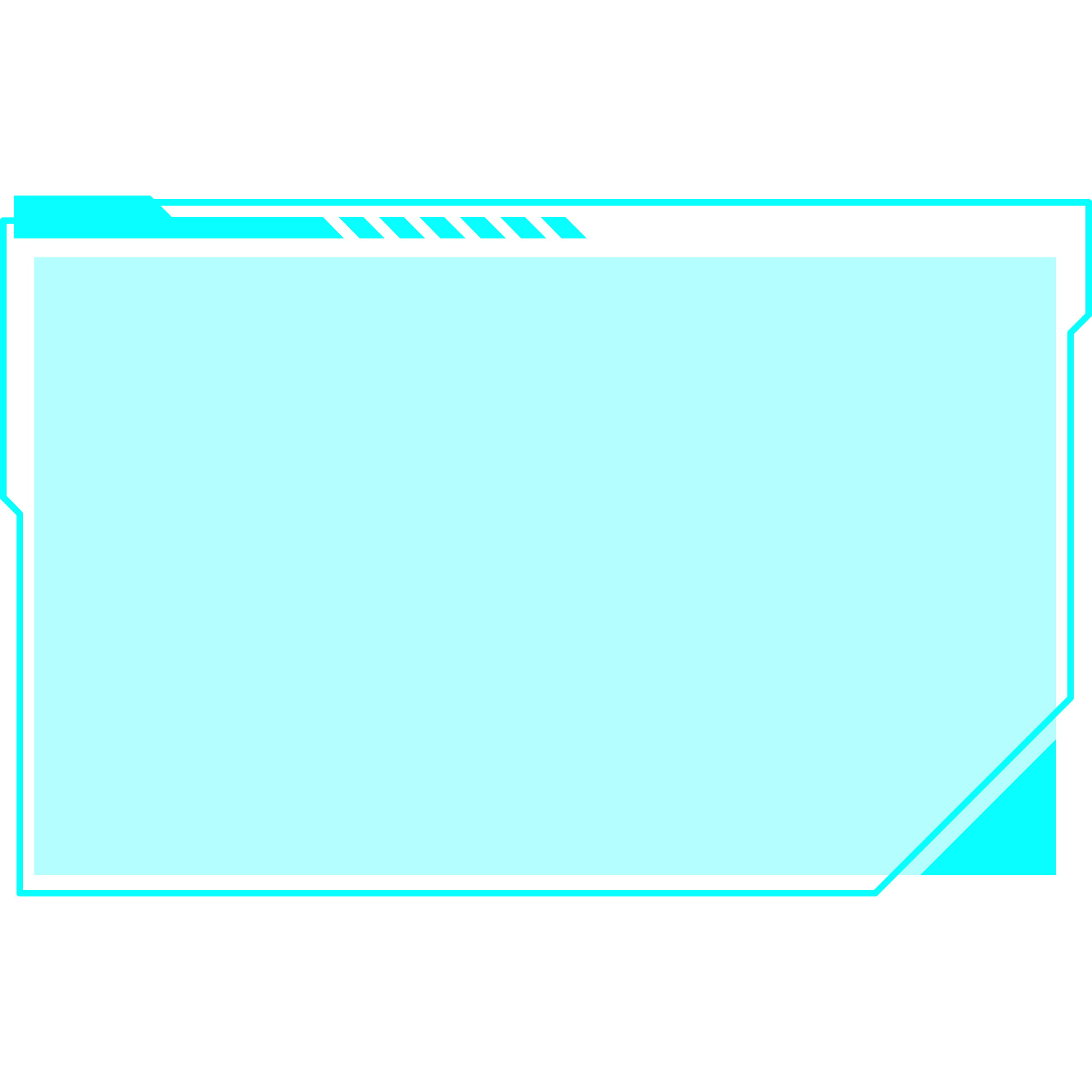 Futuristic blue digital user interface window with a black background.