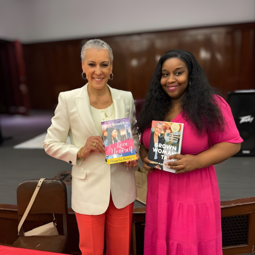 Shandia's Dear Brooklyn, Love Yourself book release photographed with an attendee and author