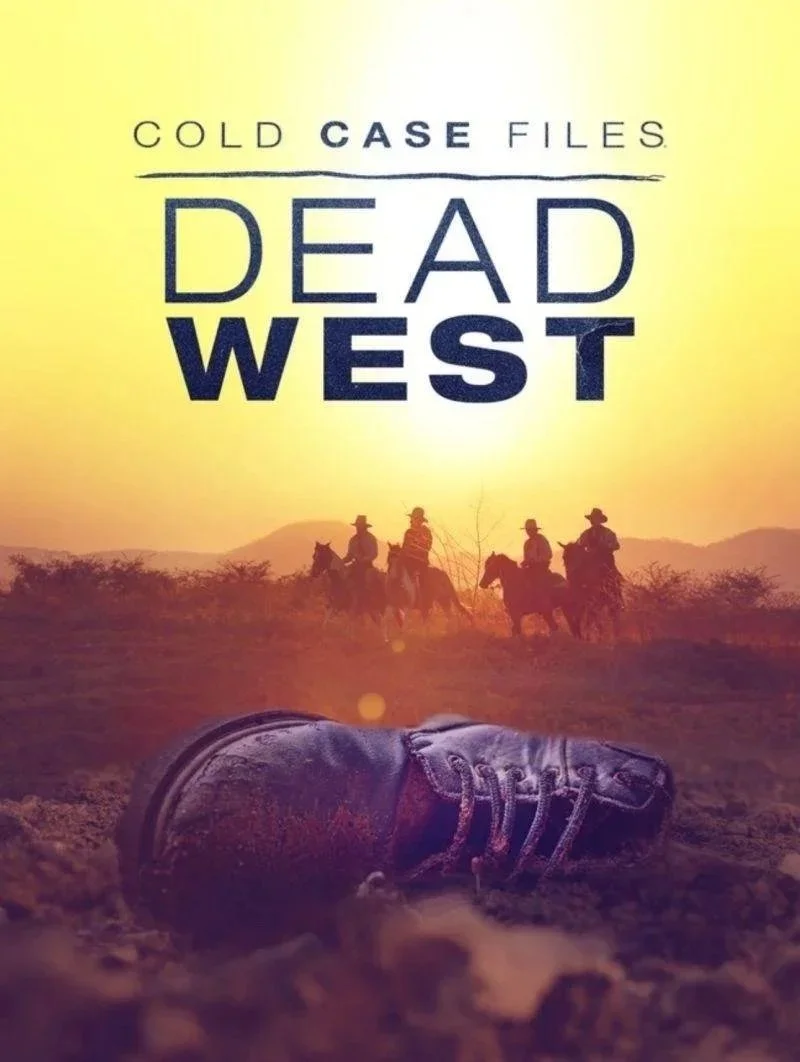 Posters for the video game 'Red Dead Redemption 2' with a sunset background, showing four cowboys on horses and a fallen boot in the foreground.