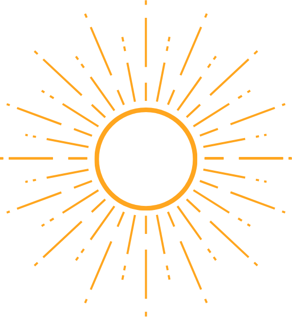 Illustration of a bright sun with rays radiating outward.
