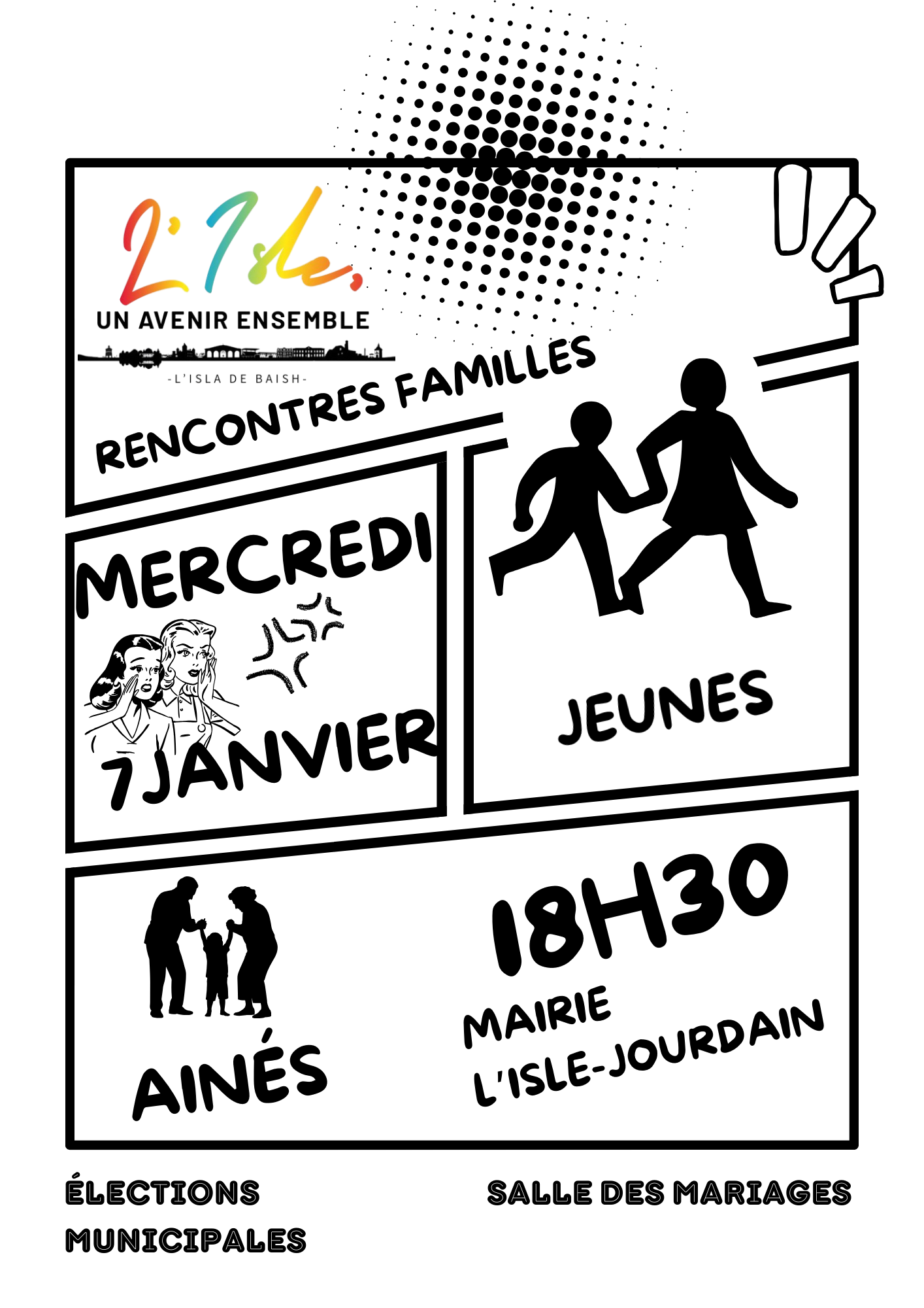 affiche événement bande dessinée ville noir et blanc .png