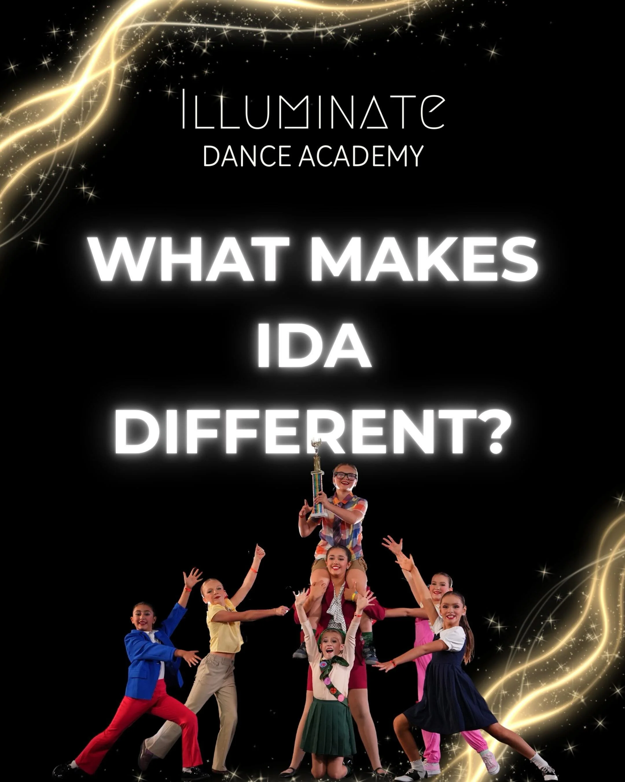 What makes Illuminate Dance Academy different?  There are so many choices when it comes to dance &mdash; here&rsquo;s what sets IDA apart:
-Technique-driven training
-Competitive dance with a purpose
-Dancers&rsquo; safety &amp; future first