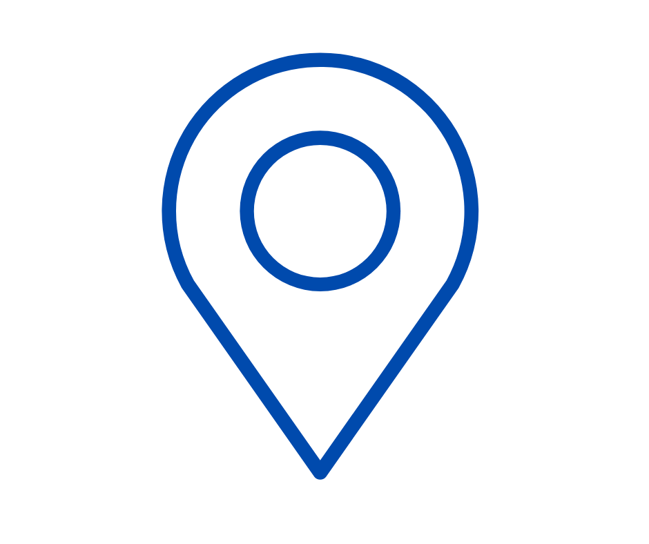 Blue location pin icon on a transparent background.